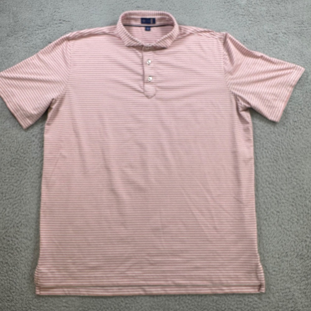 Stitch Golf Mens Large Red White Striped Performance Polo Shirt Short Sleeve